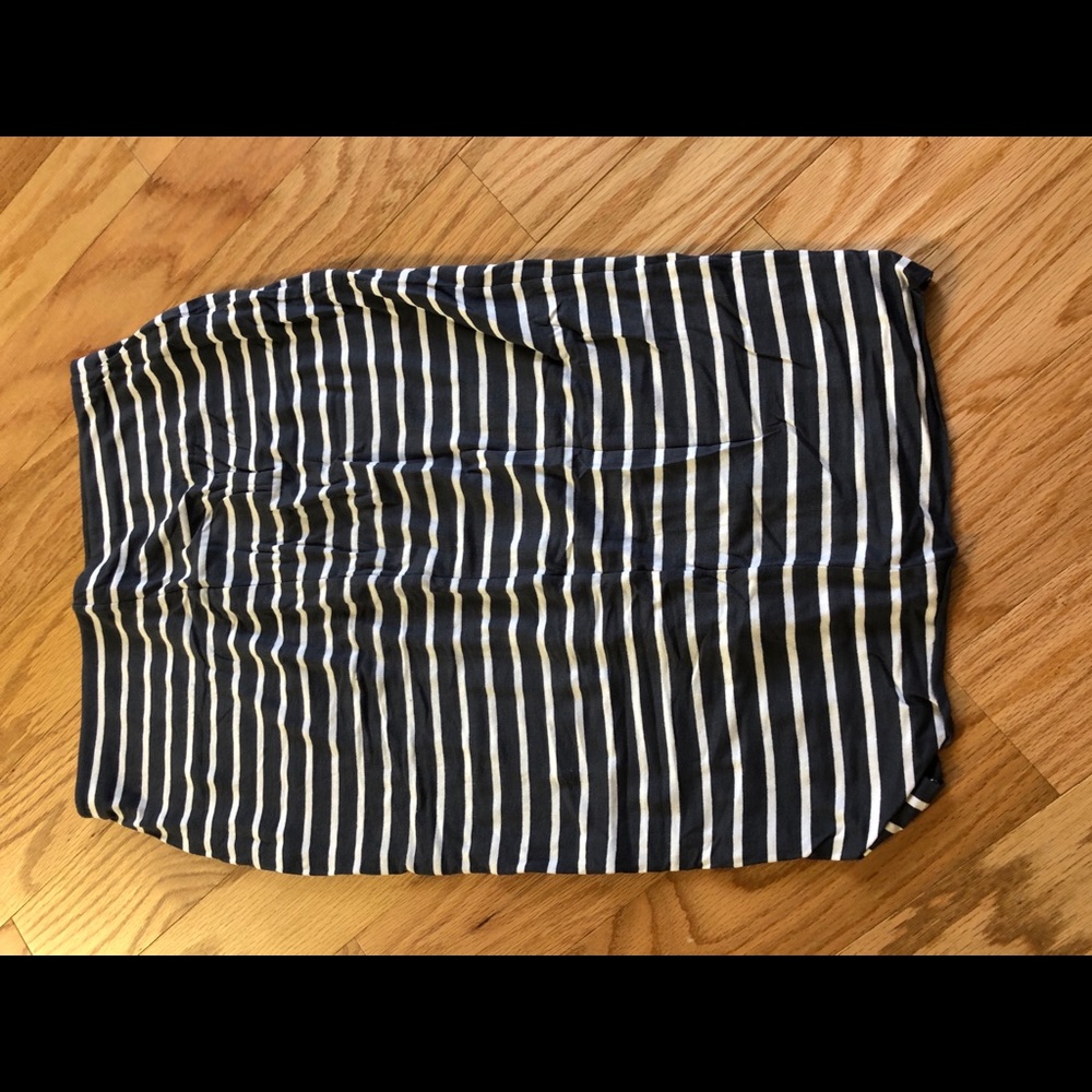 Bailey 44 Gray and White Striped Pencil Skirt